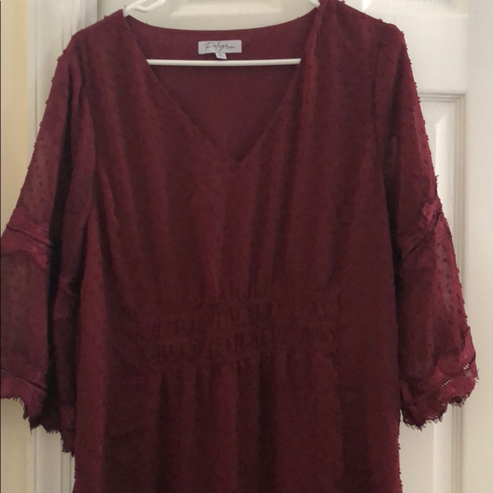 Boho maroon midi dress